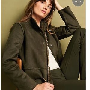 J. JILL Pure Jill Sherpa Teddy REVERSIBLE Coat with Soft Snap Closure Size S